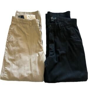 Lot of 2 Polo Ralph Lauren Men’s chino pants 33/29 Khaki And Black Flat Front‎
